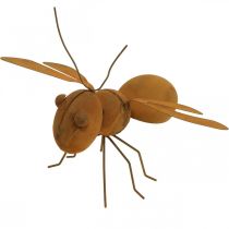 Dekoratív figura méh, fém rovar, kerti dekoráció patinával L20cm H19cm