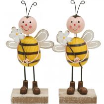 Virágos méhecske, dekoratív figura, rugós, asztaldísz H21cm 2db