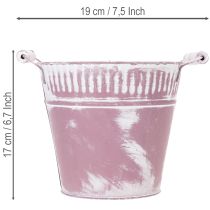tételeket Bádogvödör, lila és fehérre meszelt, Ø19cm M17cm, 1 db.
