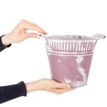 tételeket Bádogvödör, lila és fehérre meszelt, Ø19cm M17cm, 1 db.