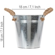 tételeket Fényes fém vödör kötélfogantyúkkal, Ø18cm