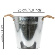 tételeket Fényes fém vödör kötélfogantyúkkal, Ø25cm