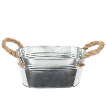 tételeket Fémtál kötélfogantyúkkal, ezüst, 22 cm magas, 10 cm magas