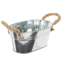 tételeket Fémtál kötélfogantyúkkal, ezüst, 22 cm magas, 10 cm magas