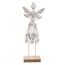 Virágtündér asztaldísz rugós fém dekor tündér fehér H30,5cm