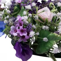 tételeket Virágkoszorú műfaldísz virágok lila fehér Ø30cm H9cm