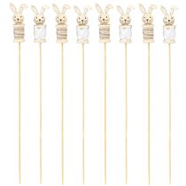 tételeket Flower Stick Rabbit Wood Natúr, Barna, Fehér L32cm 8 db