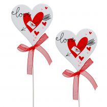 tételeket Virágdugó szív fehér masnival 7cm 12 db