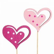 Virágdugók Anyák napi díszdugók szív rózsaszín 7cm 12 db