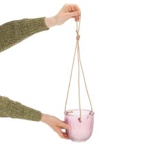 tételeket Üveg virágcserép/függőlámpás, lila/zöld, 14 cm, 2 darab