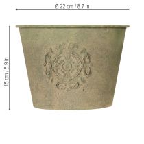 tételeket Fém virágcserép, zöld, vintage, Ø22cm–13,5cm, 3 db-os szett