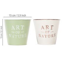 tételeket Art of Nature virágcserép felirattal, ablakpárkányra és nappaliba való dekoráció, 15 cm, 2 darab