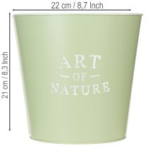 tételeket Cink virágcserép, fém ültető, mentazöld, Ø22cm, M21cm