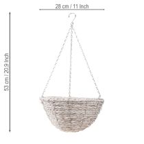 tételeket Virágcserép függő szalma natúr fehér Ø28cm H15cm 2db