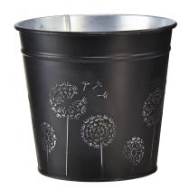 tételeket Virágcserép fekete ezüst virágtartó fém Ø12,5cm H11,5cm