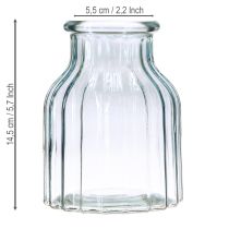 tételeket Virágvázák üveg barázdált mintával kék Ø11cm M14.5cm 2db