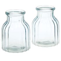 tételeket Virágvázák üveg barázdált mintával kék Ø11cm M14.5cm 2db