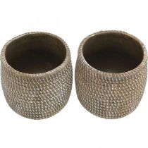 tételeket Boho virágcserép cachepot kerámia fonott megjelenés Ø9cm H10,5cm 2db
