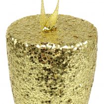 Akasztós pezsgőspohár világos arany csillogó 15cm szilveszter és karácsony