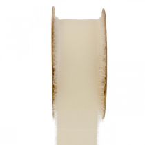 tételeket Sifon szalag krém szövet szalag rojtokkal 40mm 15m