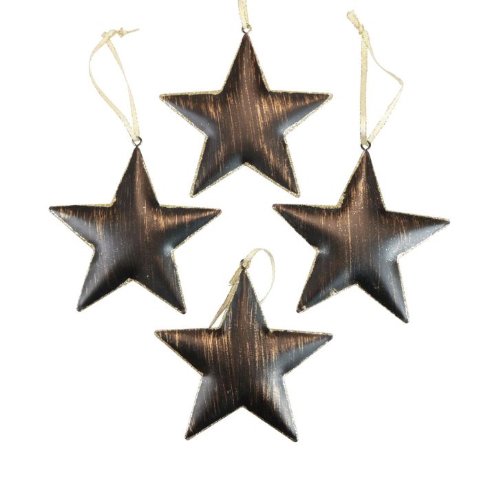 tételeket Karácsonyfadíszek dekoratív csillag fém fekete arany Ø11cm 4db