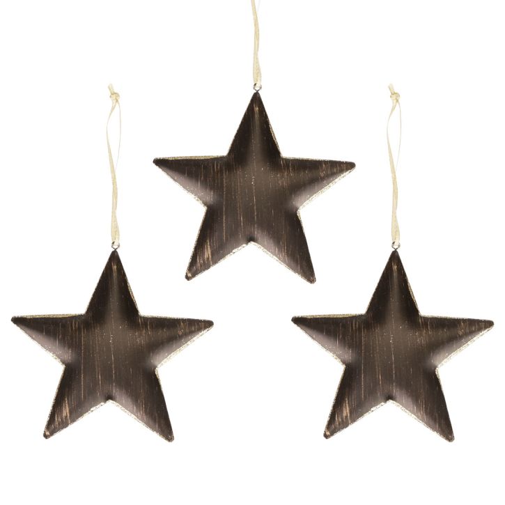 tételeket Karácsonyfadísz dekoráció csillag fém fekete arany Ø15cm 3db