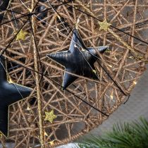 tételeket Karácsonyfadíszek dekoratív csillag fém fekete arany Ø11cm 4db