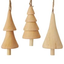tételeket Karácsonyfadíszek fa fenyő, fa medál natúr 7-8cm 12db