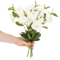tételeket Karácsonyi Rózsa Művirág Fehér Dekoratív Művirág Csokor, 40cm, 4 Darab