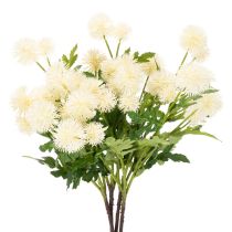 tételeket Mű krizantém virág, krémfehér csokor, díszes ág, nagy 56 cm, 4 darab