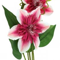Clematis ág 5 virággal, művirág, dekoratív ág rózsaszín, fehér L84cm