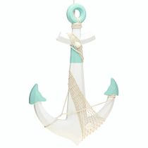 tételeket Dekoratív horgony fehér kék tengeri dekoráció akasztáshoz H58,5cm