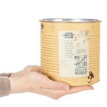 tételeket Dekoratív fém bádog, sárgabarack, fém kaspó, nyári dekoráció, Ø15.5cm M15cm