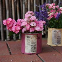 tételeket Vintage virágtartó díszdoboz lila fém nyári dekoráció Ø11cm H10,5cm