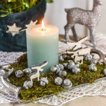 tételeket Dekoratív makk ezüst, adventi dekoráció, természetes őszi gyümölcsök, vidéki ház Ø1,5 – 2,5cm H1,5 – 3cm 300g