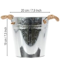 tételeket Dekoratív vödör virágcserép fémből kötél fogantyúkkal Ø20cm