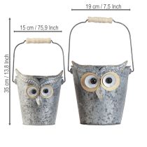 tételeket Dekoratív bagoly virágcserép cinkből, fogantyúval, Ø15/19cm, 2 db-os szett