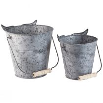 tételeket Dekoratív bagoly virágcserép cinkből, fogantyúval, Ø15/19cm, 2 db-os szett