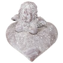 tételeket Dekoratív angyal szív alakú figura öntött kőből 15×13,5×12cm