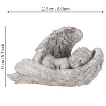 tételeket Dekoratív alvó angyal szárnyakkal angyalfigura síremlékhez 22,5 cm