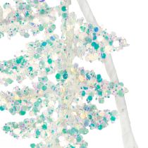 tételeket Dekoratív páfrány akasztható fehér kék csillogó téli L110cm