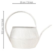 tételeket Dekoratív Öntözőkanna Fehér Vintage Fém Hornyolt Virágcserép 25cm