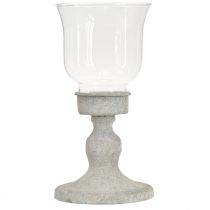 tételeket Dekoratív üvegpohár vintage fém szürke shabby chic Ø8cm M15.5cm