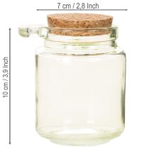 tételeket Dekoratív pohár parafa fedéllel és kanállal, zöld, Ø7cm, M10cm, 2 darab