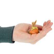 tételeket Dekoratív nyúl sárgarépával, húsvéti nyuszi díszfigurák, 6cm, 3 darab