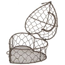 tételeket Díszes drótból készült szív tölteléknek, vintage szürke, 14 x 13,5 cm