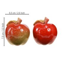 tételeket Dekoratív kerámia almás asztaldísz őszi piros zöld M7.5cm 4 darab