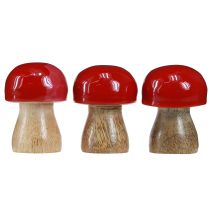 tételeket Dekoratív gombák piros lakkozott fa gombák sampinyonval M5cm Ø4cm 6 db