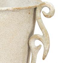 tételeket Dekoratív trófeaváza, vintage fém, antik stílusú, fogantyúkkal, szürke, Ø15cm M59cm, szárított virágoknak és lakberendezési tárgyaknak