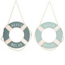 tételeket Dekoratív mentőgyűrű fa tengeri úszógyűrű kék 17cm 2db
